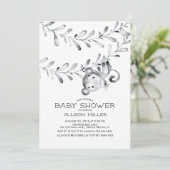 Wild Little Monkey Neutral Baby shower Invitation Kaart (Staand voorkant)