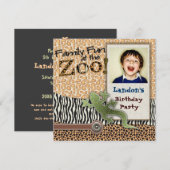 Wild Lizzard Safari Zoo Verjaardagsfoto Uitnodigin Kaart (Voorkant / Achterkant)