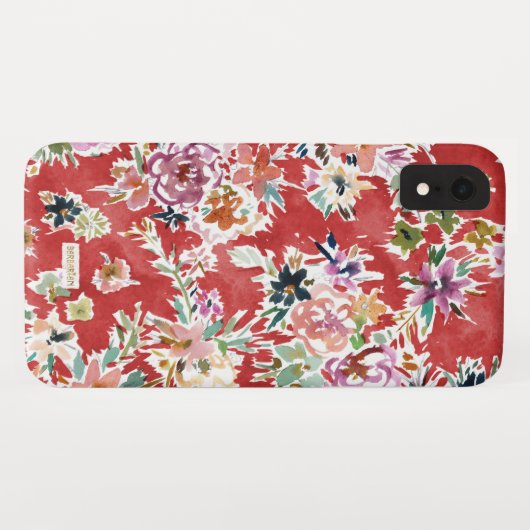 WILD LOVE Bold Red Floral Case-Mate iPhone Case (Achterkant (horizontaal))