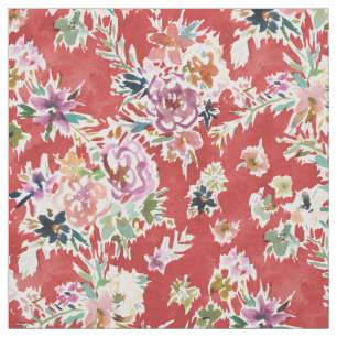 WILD LOVE Bold Red Floral Stof