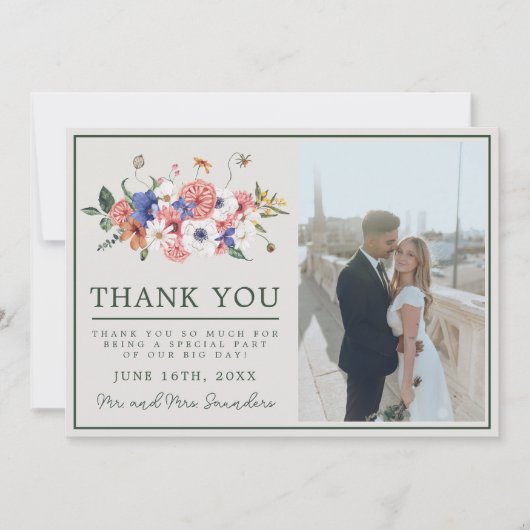 Wild Love Wildflower Boho Floral Wedding Bedankkaart (Voorkant)