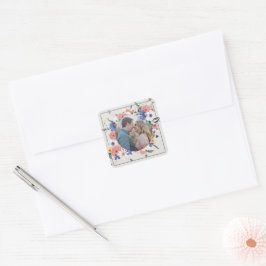 Wild Love Wildflower Boho Krans Trouwstickers Vierkante Sticker