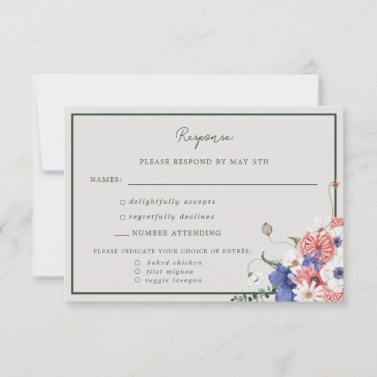 Wild Love Wildflower Boho Wedding Response Kaart (Voorkant)