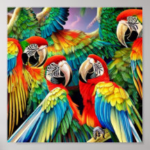 Wild Macaw Birds Poster