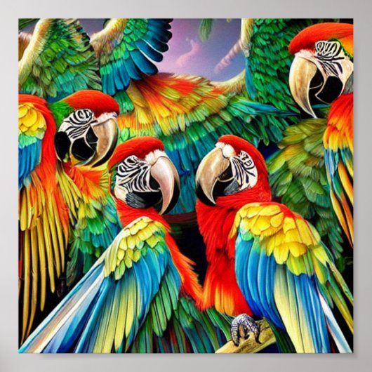 Wild Macaw Birds Poster (Voorkant)
