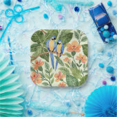 Wild Macaw Oerwoud Tropische Waterverf Papieren Bordje (Feest)