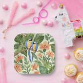 Wild Macaw Oerwoud Tropische Waterverf Papieren Bordje (Feest)