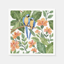 Wild Macaw Oerwoud Tropische Waterverf Servet