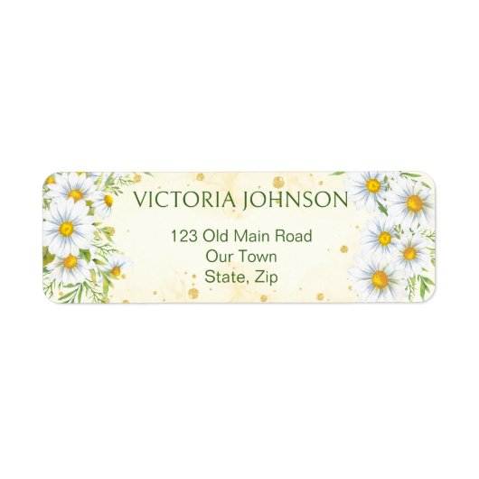 Wild madeliefje lente bloemen groen geel etiket (Voorkant)