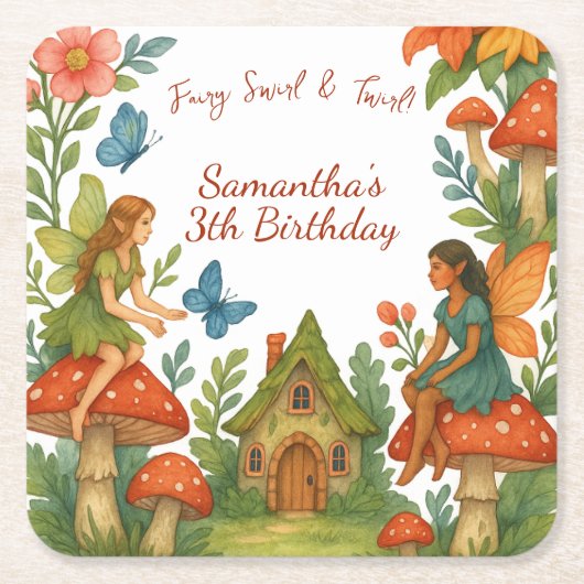 Wild Magical Fairy Garden Verjaardagsfeest - Kartonnen Onderzetters (Voorkant)