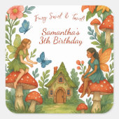 Wild Magical Fairy Garden Verjaardagsfeest - Vierkante Sticker (Voorkant)