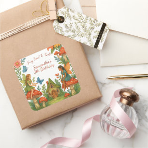 Wild Magical Fairy Garden Verjaardagsfeest - Vierkante Sticker