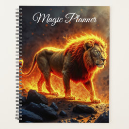 Wild majesteit vuur leeuw krachtige lava roofdier planner