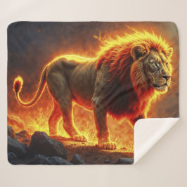Wild majesteit vuur leeuw krachtige lava roofdier sherpa deken