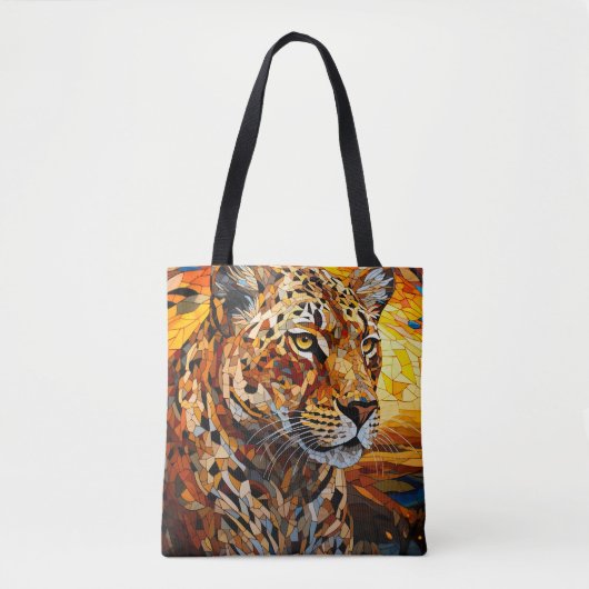 Wild Majesty Cheetah Sunset: Mozaïekkunst Tote Bag (Voorkant)
