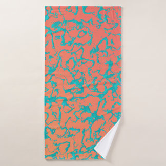 Wild Marble 6 - Living Coral and Turquoise Badhanddoek