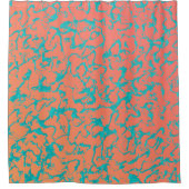 Wild Marble 6 - Living Coral and Turquoise Douchegordijn (Voorkant)