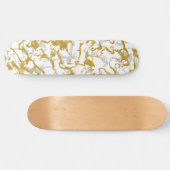 Wild Marble 9 - White en Gold, Grey Persoonlijk Skateboard (Horizontaal)