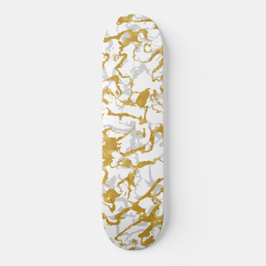 Wild Marble 9 - White en Gold, Grey Persoonlijk Skateboard (Voorkant)
