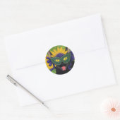 Wild Mardi Gras Kattenfeest New Orleans Masker Art Ronde Sticker (Envelop)