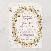 Wild Marigold Bloemen Foliage bruiloft receptie Kaart (Voorkant / Achterkant)