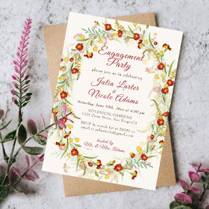 Wild Marigold Flowers Foliage Engagement Party Kaart