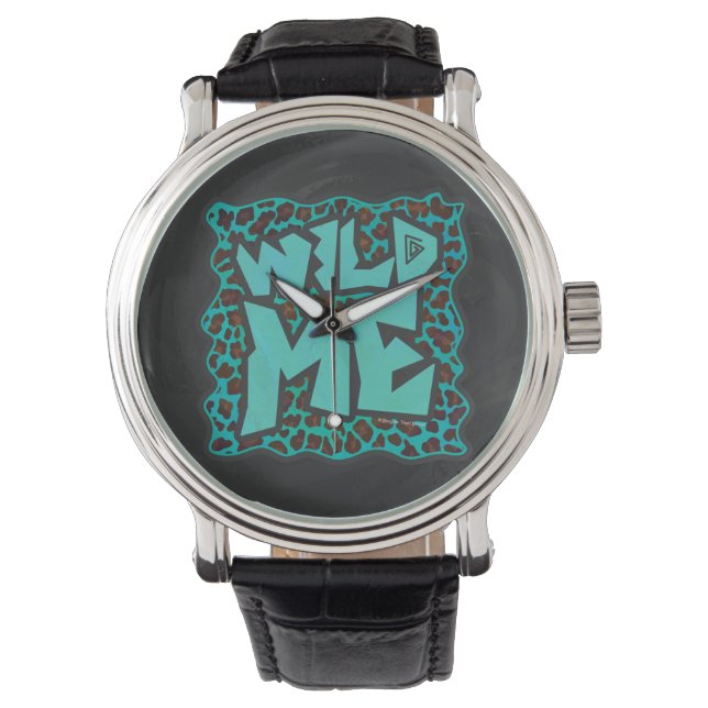 Wild Me Brown en Blauwgroen design van luipaarden Horloge (Voorkant)