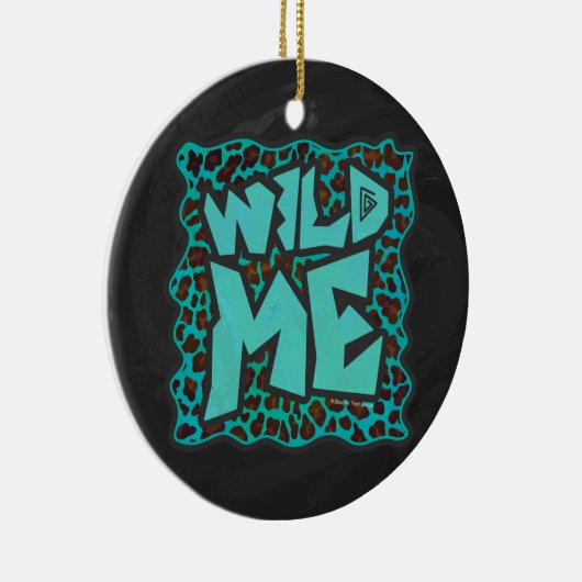 Wild Me Brown en Blauwgroen design van luipaarden Keramisch Ornament (Rechts)