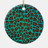 Wild Me Brown en Blauwgroen design van luipaarden Keramisch Ornament (Achterkant)
