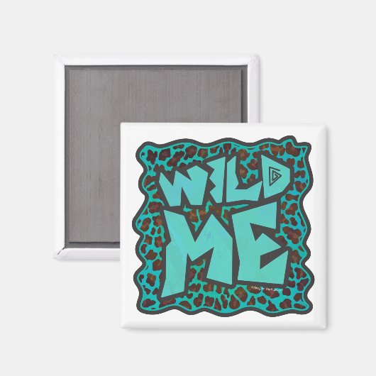 Wild Me Brown en Blauwgroen design van luipaarden Magneet (Voorkant / Achterkant)