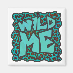 Wild Me Brown en Blauwgroen design van luipaarden Magneet