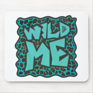 Wild Me Brown en Blauwgroen design van luipaarden Muismat