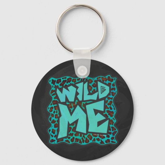 Wild Me Brown en Blauwgroen design van luipaarden Sleutelhanger (Voorkant)