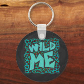 Wild Me Brown en Blauwgroen design van luipaarden Sleutelhanger (Voorkant)