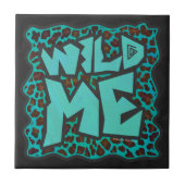 Wild Me Brown en Blauwgroen design van luipaarden Tegeltje (Voorkant)