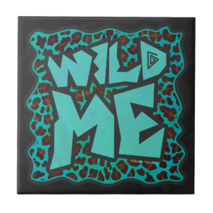 Wild Me Brown en Blauwgroen design van luipaarden Tegeltje