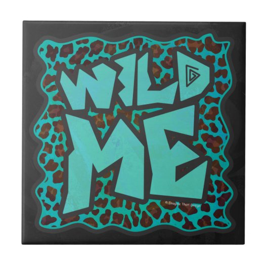 Wild Me Brown en Blauwgroen design van luipaarden Tegeltje (Voorkant)