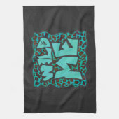 Wild Me Brown en Blauwgroen design van luipaarden Theedoek (Verticaal)