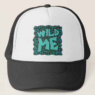 Wild Me Brown en Blauwgroen design van luipaarden Trucker Pet