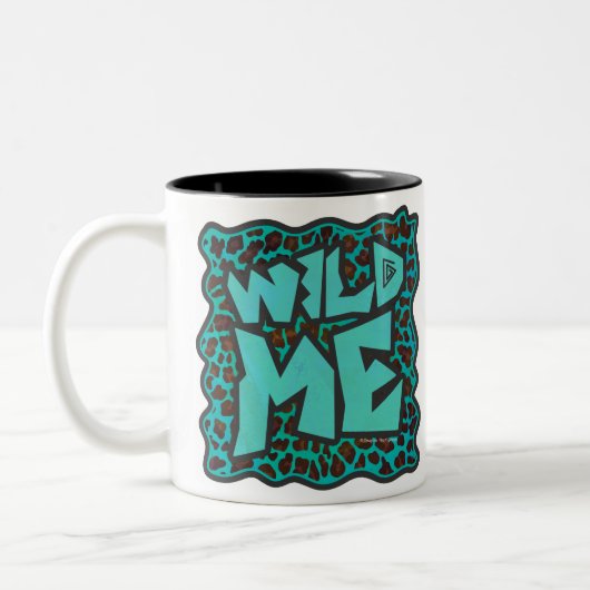 Wild Me Brown en Blauwgroen design van luipaarden Tweekleurige Koffiemok (Links)