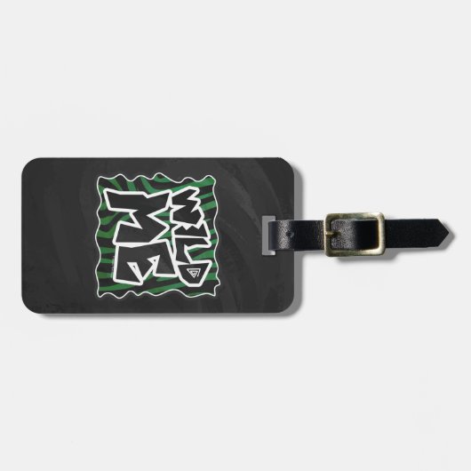 Wild me Green en Black Zebra Pattern Bagagelabel (Voorkant horizontaal)