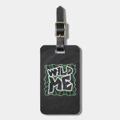 Wild me Green en Black Zebra Pattern Bagagelabel (Voorkant verticaal)
