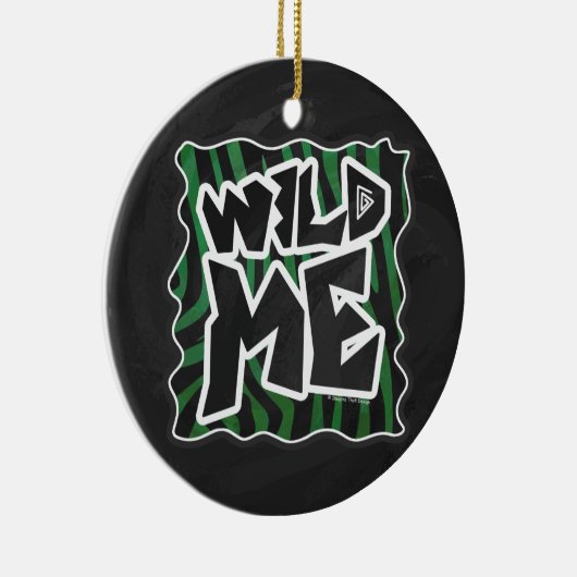 Wild me Green en Black Zebra Pattern Keramisch Ornament (Rechts)