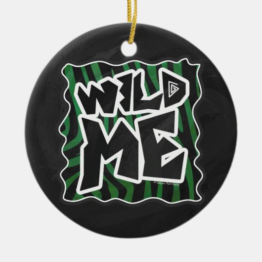 Wild me Green en Black Zebra Pattern Keramisch Ornament (Voorkant)