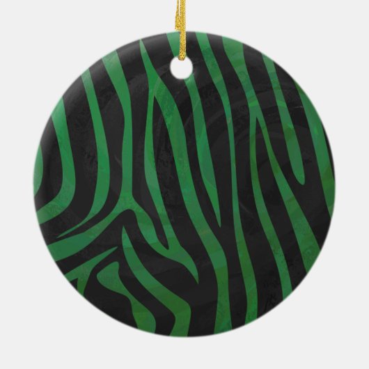 Wild me Green en Black Zebra Pattern Keramisch Ornament (Achterkant)