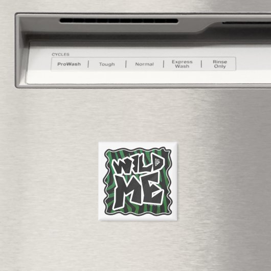 Wild me Green en Black Zebra Pattern Magneet (Insitu (Vaatwasser))