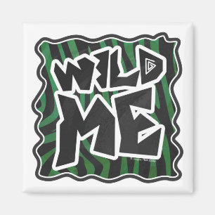 Wild me Green en Black Zebra Pattern Magneet