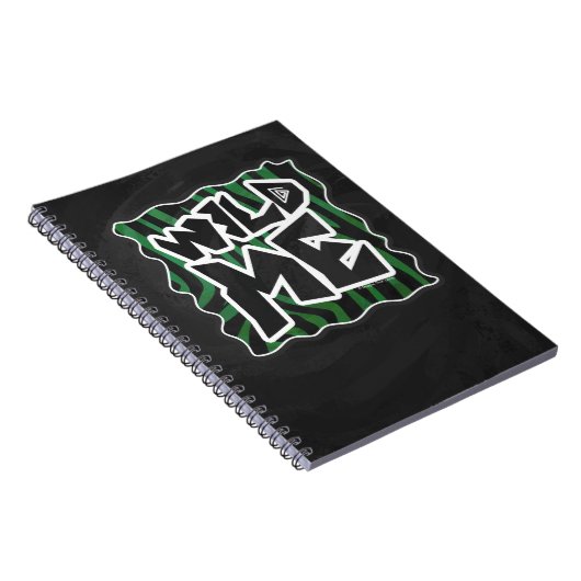 Wild me Green en Black Zebra Pattern Notitieboek (Rechterzijde)