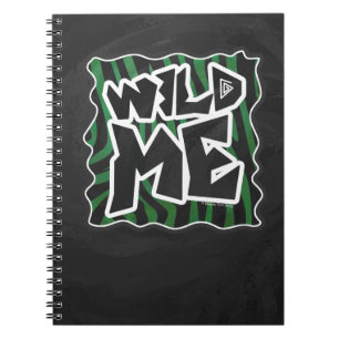 Wild me Green en Black Zebra Pattern Notitieboek