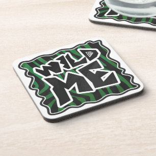 Wild me Green en Black Zebra Pattern Onderzetter
